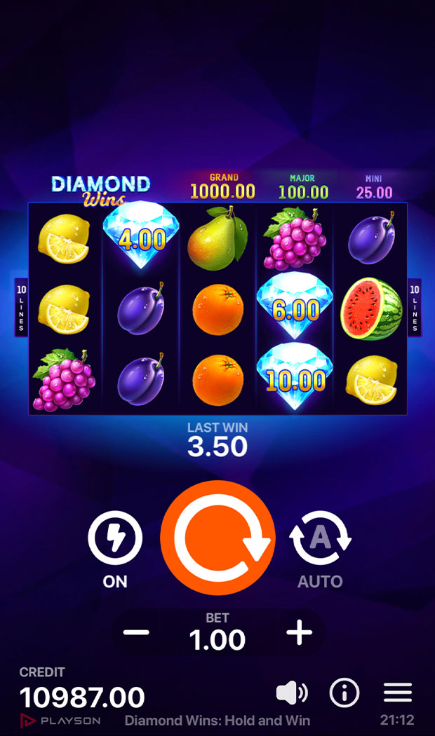Diamond Wins Hold and Win preview